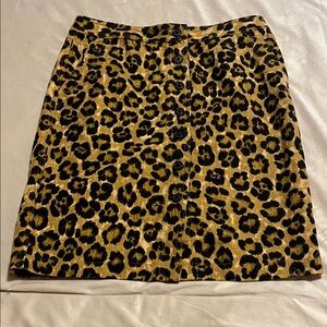 Ralph Lauren Petite cotton Linen Leopard Print Button-Front Skirt